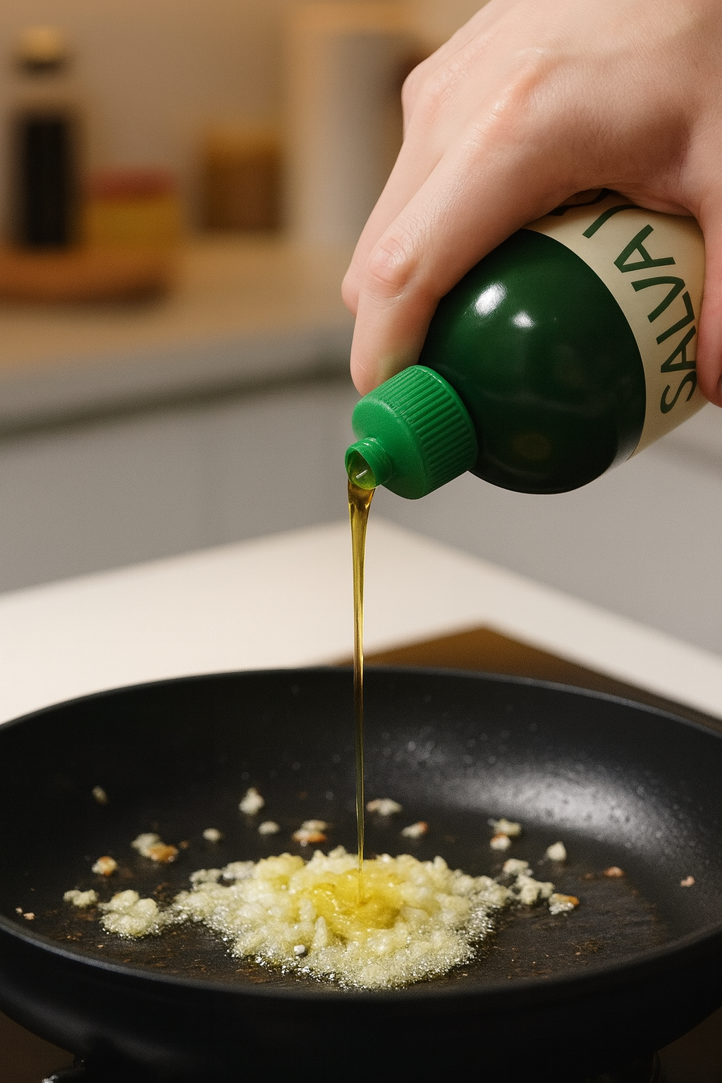 Aceite SALVAJE sofriendo en sartén